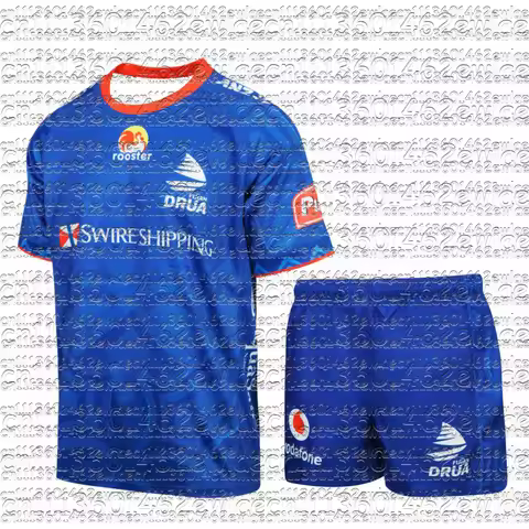 2026 New Fijian Drua Family Matching Rugby Jersey Set Blue Tribal Breathable Moisture Wicking Sports