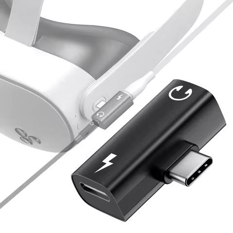 USB C to 3.5mm Headphone and Charger Adapter for Meta Quest 3S Accessories, 2 in 1 USB Type-C to 3.5