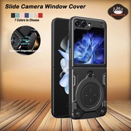 Casing for Samsung Galaxy Z Flip7 Phone Case Ring Stand Holder Casing Lens Push-pull Slide Camera Pr