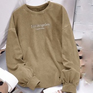 เสื้อยืดแขนยาว ขนาดใหญ่ พิมพ์ลายเอซิด ลุค วินเทจ ถักลาย ฉีกขาด ทรงหลวม