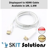 Display port Displayport DP to HDMI Cable 1M 1.8M 3M 4.5M Meter Metre White Male to Male