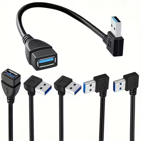 USB 3.0 Right Angle Extension Cable High-Speed Data & Fast Charging 90° Adapter for PC/Laptop/Phone,