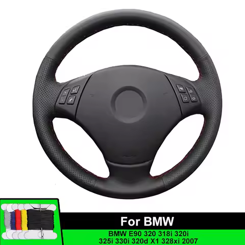 Car Steering Wheel Cover For BMW E90 320 318i 320i 325i 330i 320d X1 328xi 2007 Fiber leather Car Ac