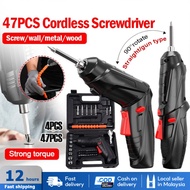 （47PCS） Cordless Electric Screwdriver Drill 47PCS Cordless Electric Screwdriver Drill 47 pcs 3.6V Rechargeable Pemutar Skru Machine Tools Mesin Screw Driver