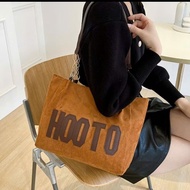 HOOTO Women's Tote Bag Made of High Quality Canvas + Suede, Medium Size
