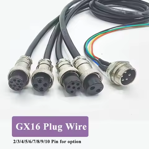 GX16 Aviation Plug Socket with Line GX16 Female to Female Connector Cable 2/3/4/5/6/7/8/9/10 Pin Sco
