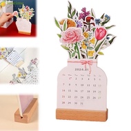 LONTIME Bloomy Flowers Desk Calendar, Desk Calendar  Year Countdown Calendars, Portable Vase Shaped Office Desk Decor Gift Desktop Flip Calendar Office