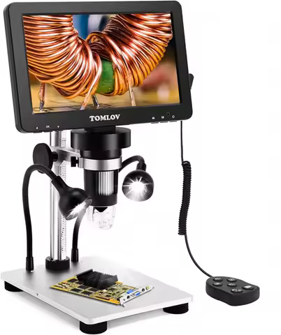 TOMLOV Digital USB Microscope DM9 1200X 1080P LCD Video Microscope for Adult Electronica Soldering P