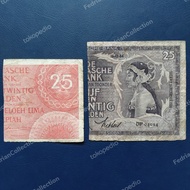 Sepasang Uang 25 Gulden Wayang &amp; 25 Gulden Federal Orange Sanering