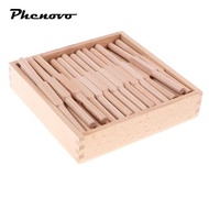 [Phenovo] Montessori Materials Math Toy Wooden Spindle Box 45pcs Spindles Mathematics Counting Educa