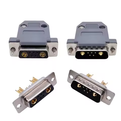 10PCS High Current Connector D-SUB Adapter Gold Plated 7W2 Jack Machined Pin Full Gold Flash Wire 20