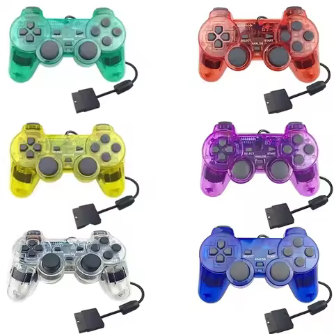 Transparent Color Wired Gamepad for PS2 Console Handle Remote Gaming Controller Joystick for PS2 Man
