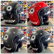 SIRIM CERTIFICATE✔️HELMET SGV STAR DOUBLE VISOR OPEN FACE ORANGE BLACK RED GREY MATT GREY MATT BLACK