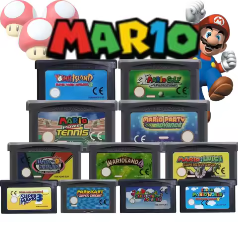 ##19 Styles 32 Bit GBA Game Cartridge Mario Series Video Game Console Card Super Mario Bros ADVANCE 