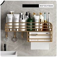 全城熱賣 - 浴室掛架,廚房掛架,壁掛置物架【金色大號-帶紙巾架】