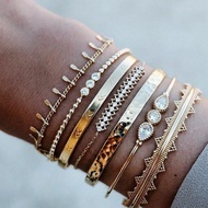 Alloy Bracelet Bracelet Set 7-Piece Set Simple Retro Punk Style Seven Letter Elements 5.15