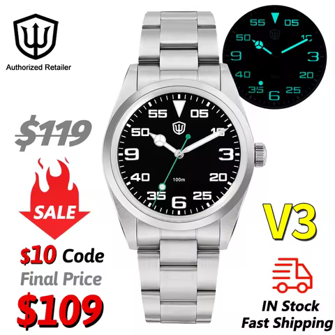 Watchdives WD1016 V3 Quartz Watches VH31 100M Waterproof K1 Glass Sapphire Mirror Tainless Steel Lum