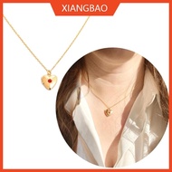 xiangbao Sophisticated Heart Photo Locket Necklace with Birthstone Feature Alloy Necklace
