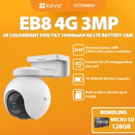 Ezviz EB8 4G 3MP 2K COLORNIGHT PAN-TILT 10400MAH 4G LTE BATTERY CAM FREE MICRO SD 128GB