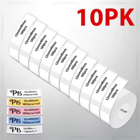 2/5/10Rolls P15 Thermal Label Sticker for Phomemo D30 Q30 Marklife P15 P12 DELI Q2 Label Maker White