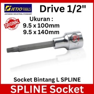 MATA JETJO TOOLS SPLINE BIT Socket Wrench L Star Eye 9.5x100mm 9.5x140mm 9.5mm Shock Socket