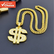 Fashion Hip Hop Diamond-Set Dollar Sign Necklace for Men Women