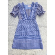 Thai Dress Marin Label Work Job Search Blue Fabric Pattern Beautiful Chic Size M 2nd Hand
