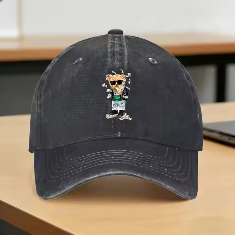 Teddy Bear Playing Badminton Print Baseball Cap Sun for Young Men And Women Outdoor Sports Wholesale