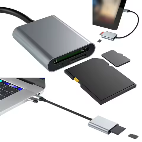 2-in-1 SD3.0/SD4.0+TF Card Reader 5Gbps USB C Card Reader Adapter Read 2 Cards Simultaneously TF SD 