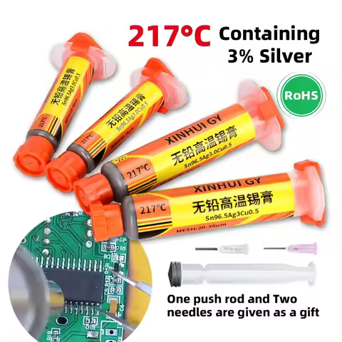 Sn96.5Ag3.0Cu0.5 217 20g Lead-Free High Temperature Silver Solder Paste 217℃ Melting Point Needle Tu
