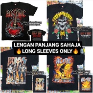(Pit 18-24) Baju LENGAN PANJANG @ LONG SLEEVE ACDC Kiss Guns N Roses Band Tshirt ROCK YEAH