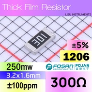 300R 1206 ±5% SMD Thick Film Resistor 301 FRC1206J301 TS FOJAN