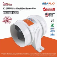 SEAFLO 4" In-Line Brushless Bilge Blower 235CFM 400CMH 12/24V Marine Boat Engine Room Ventilation Ex