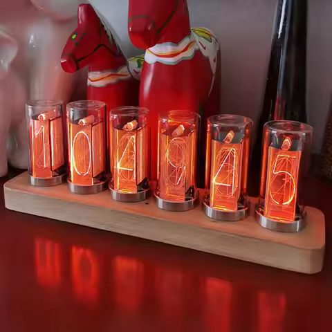 4/6 Bit Luxury Nixie Tube Clock Amber Glow Tube Clocks Retro LED Digital Watch Electronic Clocks Hom