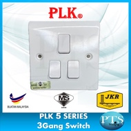 PLK 3Gang 1Way & 3 Gang 2Way Switch - FULL WHITE Suis Lampu / Kipas Sirim JKR Approved