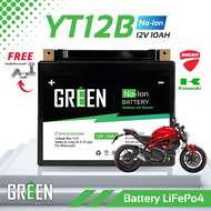 Na-ion YT12B 12V10Ah GreenBattery โซเดียมไอออน ปลอดภัย เบา แบตเตอรี่มอเตอร์ไซค์ Sodium-ion Ducati Mo