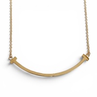 全新 ◇ TIFFANY&Co. Tiffany T Smile小號 AU750 (YG) 項鍊，2025 年 3 月購入，黃金材質，重 3.0 克，女士款，帶盒子。