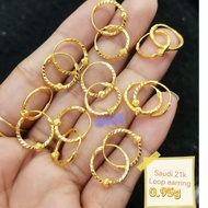 ✅COD PAWNABLE 21k SAUDI GOLD LOOP EARRING