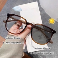 Photochromic Anti Blue Light Eye Glasses For Women Men Round Anti Radiation Eyeglasses Frame Glass R