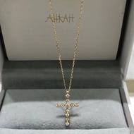 AHKAH Fashion Light Luxury Shining Full Diamond Simple Classy Necklace High-value Cross Clavicle Cha