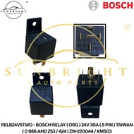 BOSCH RELAY ( ORG ) 24V 30A ( 5 PIN ) TAIWAN ( 0 986 AH0 253 / 424 ) ZW-220044 / KM503