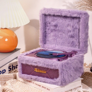 เครื่องเล่นเสียงบลูทูธ วิทยุ CD เครื่องเล่นแผ่นเสียง สีม่วง