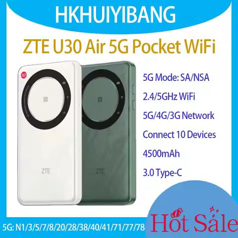2024 New ZTE 5G Pocket WiFi U30 Air 4500mAh Type-C 867Mbps 2.4/5GHz Dual Band Portable Hotspot 5G 4G