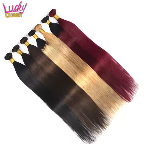Malaysian Straight Hair Weave Bundles 30 Inch Human Hair Extensions 1B/#2/#4/#27/#99/99J Colored Luc
