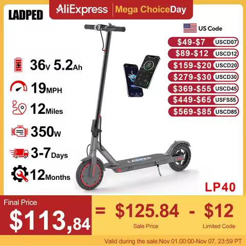 LADPED LP40 Electric Scooter 350W 19mph APP Smart Control 4 Speed Modes Foldable Electric Scooter 16