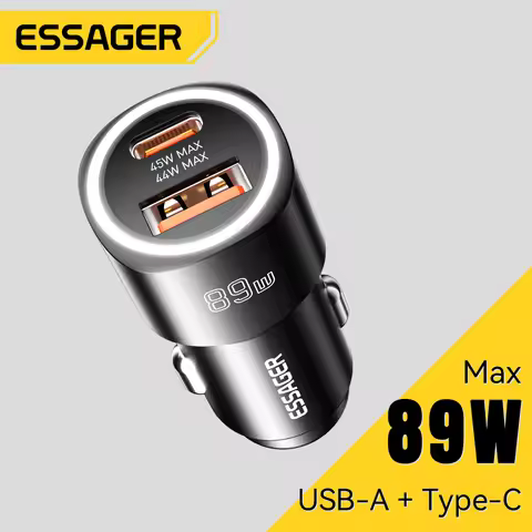 Essager USB Car Charger 89W QC4.0 Fast Charging USB Type C Car Phone Charger For iPhone 15pro Oppo H