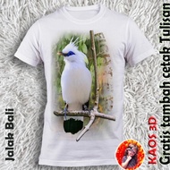 Kaos 3D Custom Gambar Burung Jalak Bali Free Cetak Tulisan Dan Desain