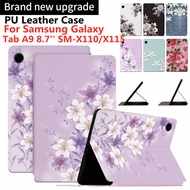 Flower painted case for Samsung Tab A9 8.7 INCH 2023 SM-X115 X110 tablet case for Samsung Tab A9 8.7'' X115 PU leather casing