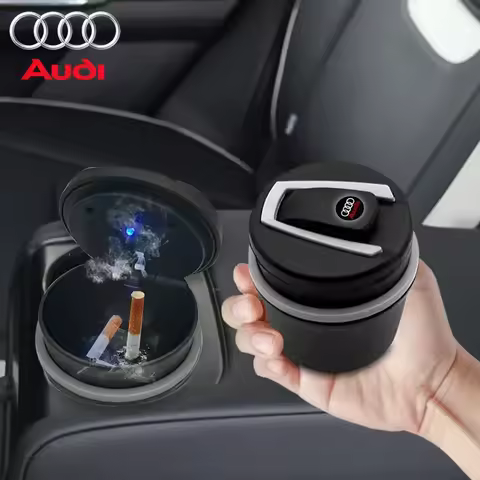 Car LED Portable Multifunctional Ashtray Car Accessories For Audi TT Q3 Q5 Q7 Q8 B5 B6 B7 B8 B9 Q7 8