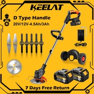 KEELAT 20V Mesin Rumput Lawn Mower 1 Set Grass Cutter Multi-function Household Electric Grass Trimmer Cordless Battery